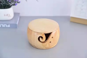Wooden Yarn <b>Bowl</b> Round Simple Design with Spiral Cutout Feature - Product Image 3
