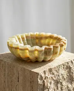 Cuenco de piedra hecho a mano, ónix natural, centro de mesa decorativo, accesorio de mármol artesanal pulido de alta calidad, precio de mayoreo. - Product Image 1