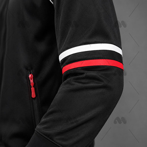Survêtement sportif d'hiver pour hommes grandes tailles en coton et polyester avec fermeture éclair sur le devant, logo uni, vêtements de sport décontractés, service OEM - Product Image 3