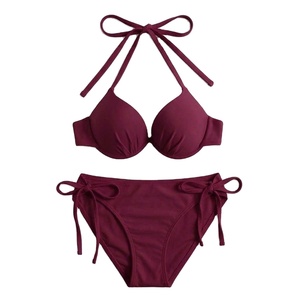 Maillot de bain brésilien sexy blanc et violet personnalisé de haute qualité pour femmes, fabriqué par un fabricant de vêtements de plage pour adultes et jeunes filles - Product Image 1