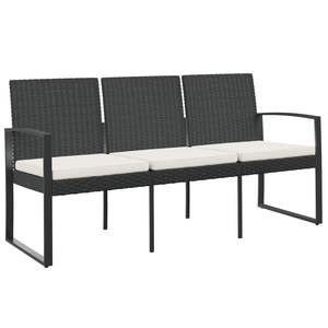 Banc de jardin durable à 3 places en polypropylène noir, banc de terrasse - Product Image 2