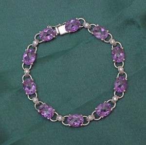 Natural Amethyst Stone Luxury <b>Charm</b> <b>Bracelet</b> 925 Sterling <b>Silver</b> Handmade Purple Gemstone February Birthstone Jewelry Gift Party - Product Image 1