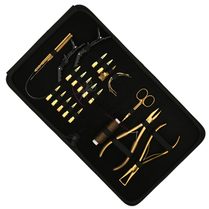 Gold Hair Extension toola Application Kit 7 Inch <b>Pliers</b> Flat Bead Crimping <b>Plier</b> Removal <b>Plier</b> Loop Tool Hook Tool Wig Threads - Product Image 1