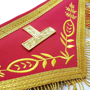 Custom Embroidered 3D <b>Sew</b>-On Masonic Badges Red White Gold Trim Classical Style Freemason Regalia Ceremonial Accessory - Product Image 6