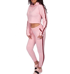 Sweat-shirt rayé et de haute qualité pour femmes, ensemble féminin avec pantalon de jogging assorti, 2 pièces - Product Image 4