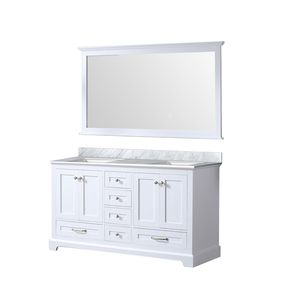 60 Pollici Mobile bagno doppio bianco con lavabo da 22 pollici Piano in marmo di Carrara e 58 pollici. Mobili da Bagno con Specchio - Product Image 4