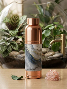 Luxury Engraved <b>Copper</b> Water <b>Bottle</b> | Designer <b>Copper</b> <b>Drinking</b> <b>Bottle</b> | Ayurvedic Leakproof <b>Copper</b> <b>Bottle</b> for Home Office Travel - Product Image 2