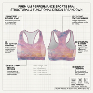 Soutien-gorge de sport à maintien moyen, design tie-dye personnalisé, dos nageur, respirant, pour yoga, gym, fitness, entraînement, confort et maintien - Product Image 2