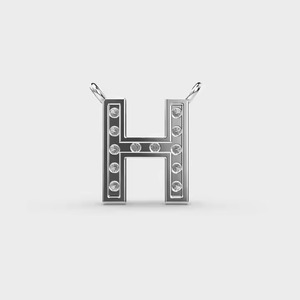 H Letter Moissanite Charm 925 <b>Silver</b> Round Brilliant Cut Pave Setting Unisex Classic Everyday Wear - Product Image 4