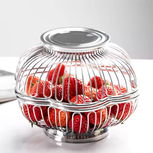 <b>Basket</b> Modern Countertop Food Storage for Fruits Vegetables Sleek Design With Sturdy Steel Construction Silver - Product Image 3
