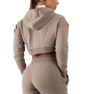 Custom Embroidery Oversized Zip up Crop <b>Top</b> Hoodie and Jogger Set Two Pieces Hip Hop Women Tracksuit Jacket Hoodie Set 2026 - Product Image 4