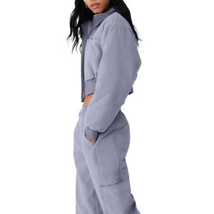 Nouveau sweat à capuche pour femme en coton épais de haute qualité, coupe courte, épaules tombantes, avec logo personnalisé - Product Image 3