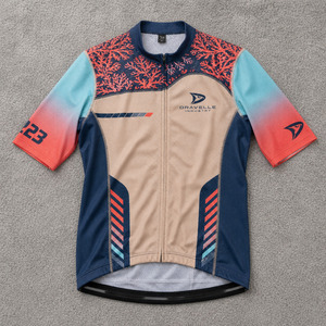 Camiseta de Ciclismo Personalizada OEM para Hombre, Transpirable, de Poliéster, de Alto Rendimiento, Manga Corta, con Estampado de Arrecife de Coral - Product Image 1