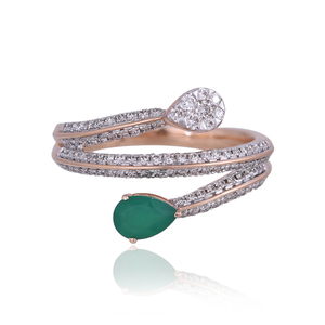 Bague de mariage Ivaan Jewels en argent sterling 925 plaqué or rose, sertie de zircone cubique en forme de poire, design ouvert et enveloppant, tendance - Product Image 3