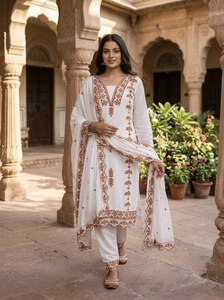 Pure Cotton Designer Pakistani Suit for Women Wedding Casual Occasions-Kurta Pant Dupatta <b>Set</b> Ethnic Salwar Kameez Kurti <b>Set</b> - Product Image 5