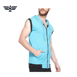 Sweat à capuche sans manches pour homme, color-block, sportif, écologique, doublé polaire, pour l'automne et l'entraînement en salle de sport - Product Image 4