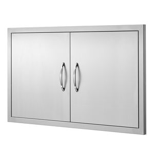 Maniglie a muro verticali a filo per porta da cucina esterna in acciaio inossidabile, 36W x 21H pollici, per porta di accesso BBQ e categoria portaoggetti - Product Image 2
