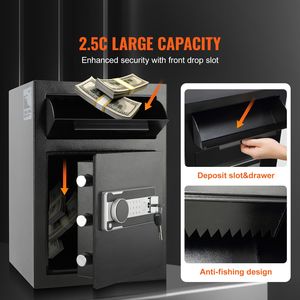 Cassaforte Elettronica con Codice 2.5 Cub, Slot per Deposito, 2 Chiavi di Emergenza, 20.27 X 13.97 X 13.97, Armadietti di Deposito - Product Image 2