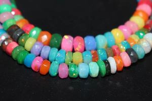 Collier de perles de rondelle à facettes en opale de feu multiple 3-5mm en opale de feu arc-en-ciel - Product Image 5