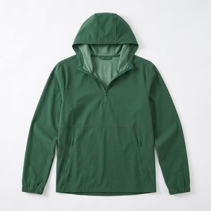 Veste coupe-vent en nylon pour homme, demi-zip, imperméable, légère, doublée de mesh, vêtements de sport pour la course à pied et la salle de sport - Product Image 4