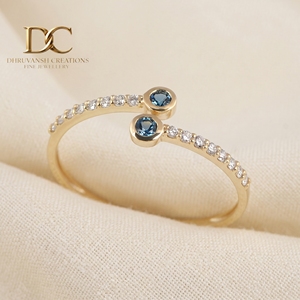 Dernière création de bague en or jaune massif 14 carats avec diamant de laboratoire et topaze bleue de Londres pour femme, bijoux certifiés IGI, cadeau - Product Image 5