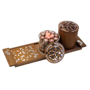 Caja de Dulces SignatureTimber Pearl, Organizador de Dulces de Lujo Hecho a Mano con Madera e Incrustaciones de Madreperla y Acrílico para Ramadán 2027, Regalo para el Iftar - Product Image 6