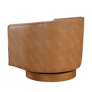 Poltrona Girevole Maisy con Seduta in Ecopelle e Base in Legno, Elegante Sedia da Soggiorno - Product Image 6