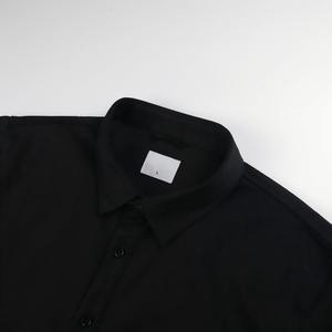 Camisa de Manga Corta Casual de Verano, 100% Algodón, Negra, con Bolsillo de Parche, Cuello Redondo, Antiarrugas, Talla Grande - Product Image 3