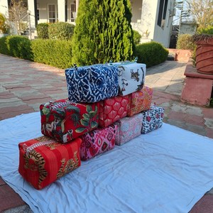 Block Printed Indian 100% Cotton Cosmetic <b>Bag</b> Makeup Pouches Large Capacity <b>Foldable</b> Travel Accessories for Bathroom Use Holiday - Product Image 2