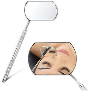 Espejo Manual para Pestañas de Acero Inoxidable de Calidad Premium con Mango Cómodo, Diseño Ovalado y de Mariposa, Herramienta de Belleza - Product Image 1