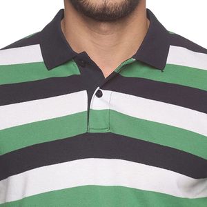 Men's <b>Polo</b> Shirt Green <b>White</b> Striped Short Sleeve Collared Casual Golf Tennis Sportswear <b>Top</b> Team Uniform Custom Apparel - Product Image 4