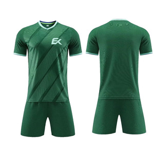 Conjunto de Camiseta de Fútbol Sublimada con Diseño Geométrico Verde para Hombre, Manga Corta, Absorbe la Humedad, Ajuste Atlético, Uniforme de Fútbol - Product Image 1