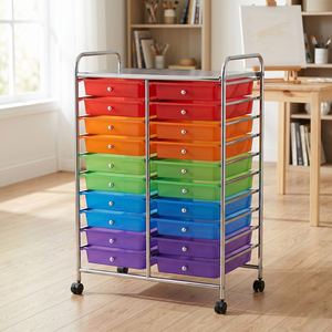 Modern Rolling Storage Cart With 12 Colorful Plastic <b>Drawers</b> metal Frame <b>Office</b> Organizer Multifunctional <b>Drawer</b> <b>Unit</b> - Product Image 2