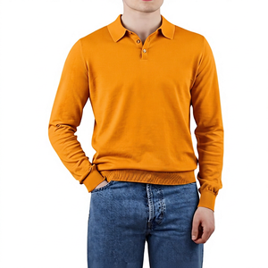 เสื้อถักแขนยาวผู้ชายสำหรับใส่เป็นเสื้อเชิ้ต ผ้าฝ้าย 100% ระบายอากาศได้ดี สีพื้น สไตล์ลำลอง สไตล์จีน สีน้ำเงินเทา - Product Image 5