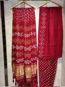 Dernier modèle de sari pour femme en fausse fourrure de haute qualité, imprimé et orné de motifs Gujarti, idéal pour les fêtes et festivals, par Fab Zone, en stock - Product Image 2