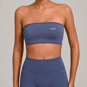 Ensemble soutien-gorge sans bretelles en jersey tricoté sans couture pour femme, bleu, en jersey, élasthanne et nylon, maintien moyen, lavable en machine - Product Image 1