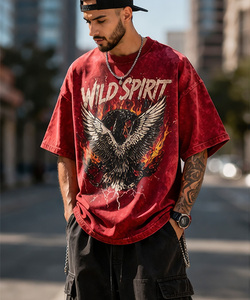 T-shirts Homme Oversize Épais en Coton 100% Écologique, Lavage Vintage, Broderie Frontale Personnalisée, Qualité Supérieure, Style Streetwear - Product Image 6