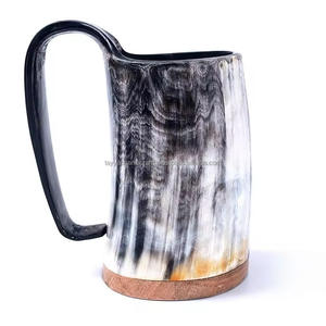 Tasse de corne à boire en céramique de sculpture Viking personnalisée corne naturelle hautement polie d'Inde pour les cadeaux d'affaires vin bière - Product Image 2