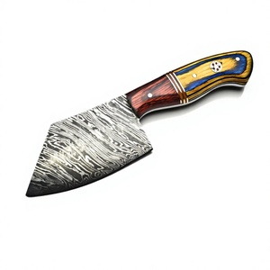 Couteau de chef artisanal en acier Damas, prix d'usine, manche en bois dur durable, lame pleine longueur. - Product Image 1