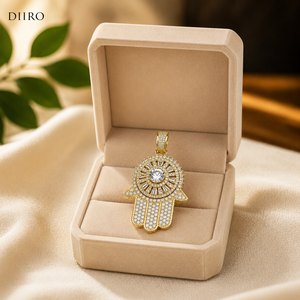 14k Yellow Gold Plated Pendant Necklace <b>Iced</b> <b>Out</b> Round Cut Diamond Link <b>Chain</b> Unisex Hip Hop Moissanite Jewelry Gift - Product Image 4