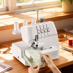 Macchina da Cucire Overlock a 2-3-4 Fili con 1250 Punti al Minuto e Alimentazione Differenziale Regolabile 0.7-2 - Product Image 2