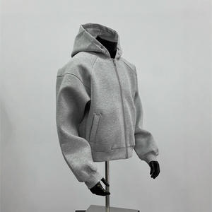 Cardigan court rétro de style boxy pour homme, veste à capuche pour homme, silhouette automne-hiver, sweat à capuche tendance pour homme - Product Image 3