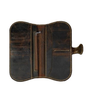 Portefeuille long en cuir véritable marron noyer pour homme, pochette de voyage de luxe pour espèces, porte-cartes, pochette pour smartphone, étui organisateur élégant de qualité supérieure - Product Image 4