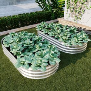 Kit de 2 bacs de jardin surélevés galvanisés 6x3x1 pieds, robustes, pour l'extérieur, pour légumes, fleurs et herbes - Product Image 1