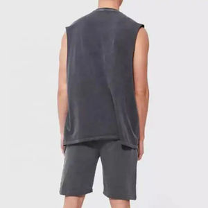 Ensemble short et t-shirt personnalisé de haute qualité en coton délavé pour homme, 100 % coton respirant, logo personnalisé, streetwear ou tenue décontractée - Product Image 6
