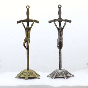 Handmade Modern <b>Religious</b> Crafts Zinc Alloy Metal Jesus Cross Standing Catholic <b>Statue</b> Decoration for Church - Product Image 5