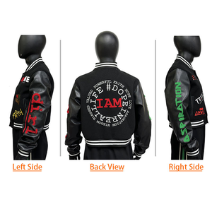 Diseño clásico de dos tonos estilo universitario con gráficos bordados - Chaqueta Letterman para hombre de inspiración vintage - Product Image 6