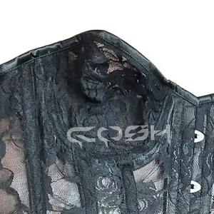 Corsés de malla floral transpirable negros con varillas de acero y diseño sobre el busto - Product Image 3