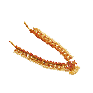 Guttapusalu Kempu Haram-Luxury Gold Plated Bridal Ruby Jewelry Set - Product Image 2