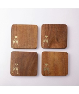 Premium Eco-Friendly Antique Wooden Coasters (<b>Mats</b> Pads) Customized Thickness Rustic Design for Dining Home Table Decor - Product Image 3